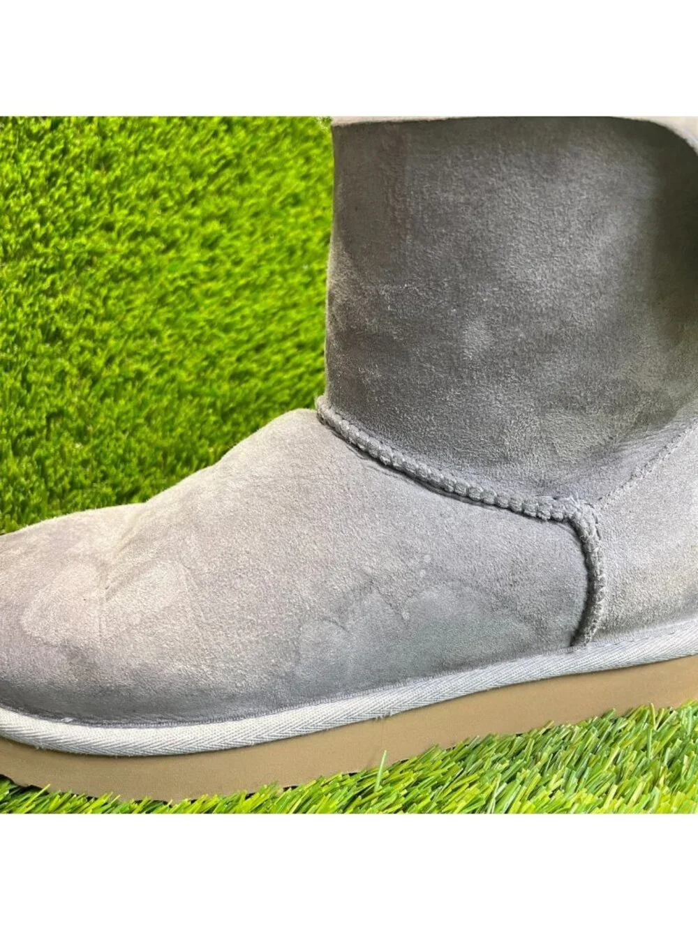UGG Mini Bailey Bow II Womens Size 9 Gray Classic Outdoor Suede Winter Boots
